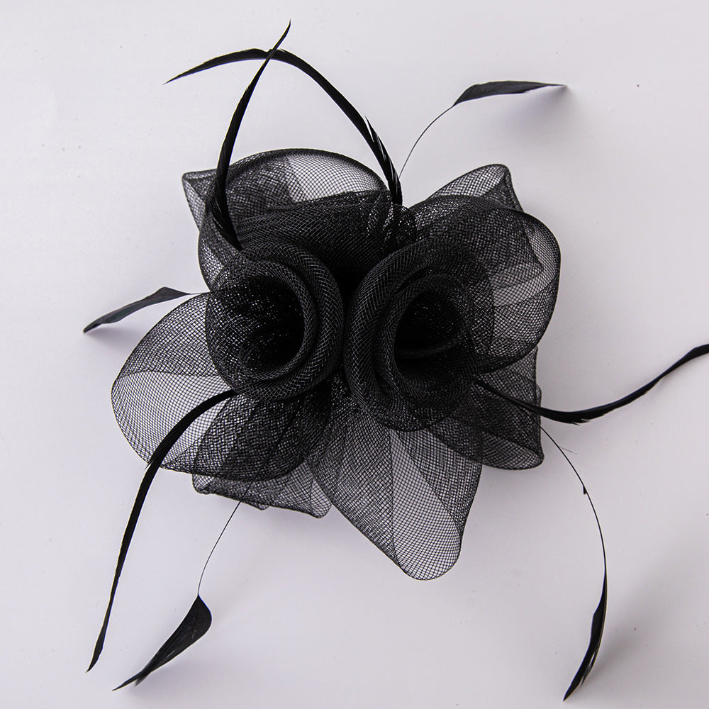 Feather Bride Hair Ornament - Mesh Hat Combination Hairpin