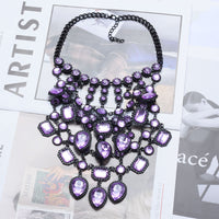 Creative Exaggerating Retro Multi-layer Style Alloy Inlaid Jewel Necklace for Women