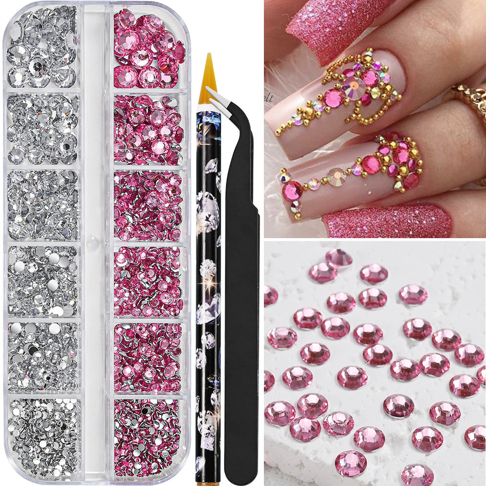 Nail Art Accessories, AB Mixed Color, 12 Grid Strip Box Illusion Nail Accessories