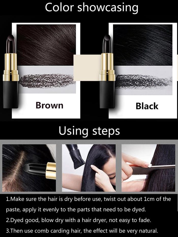 3.8g Hair Dye Stick for Quick Gray Coverage - Unisex, Brown and Black