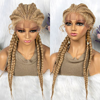 Braided Lace Frontal Wig With Baby Hair for Women - 4 Braids