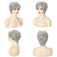 Silvery Grey & Mixed Gray European And American Human Hair Wigs for Women