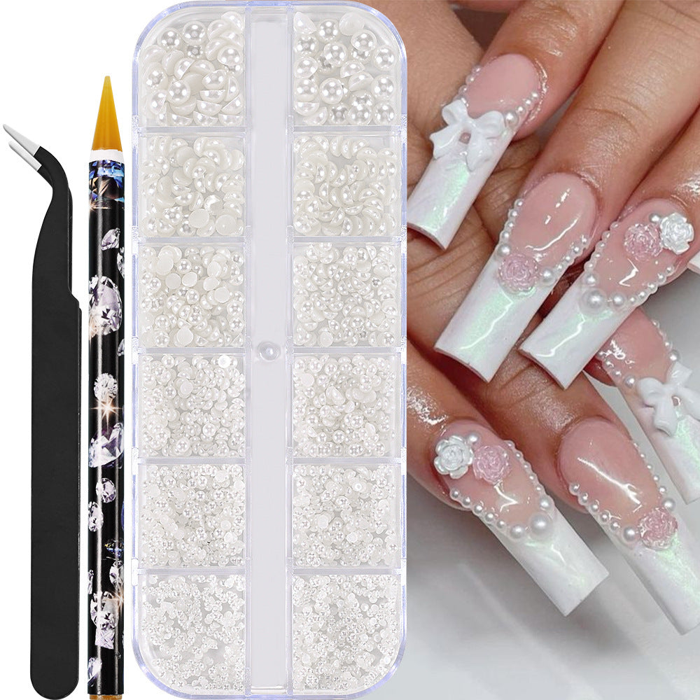 Nail Art Accessories, AB Mixed Color, 12 Grid Strip Box Illusion Nail Accessories