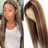 Front Lace Human Hair Wig  with Piano Highlights, 180% Density, for Women - 4 27T Wig