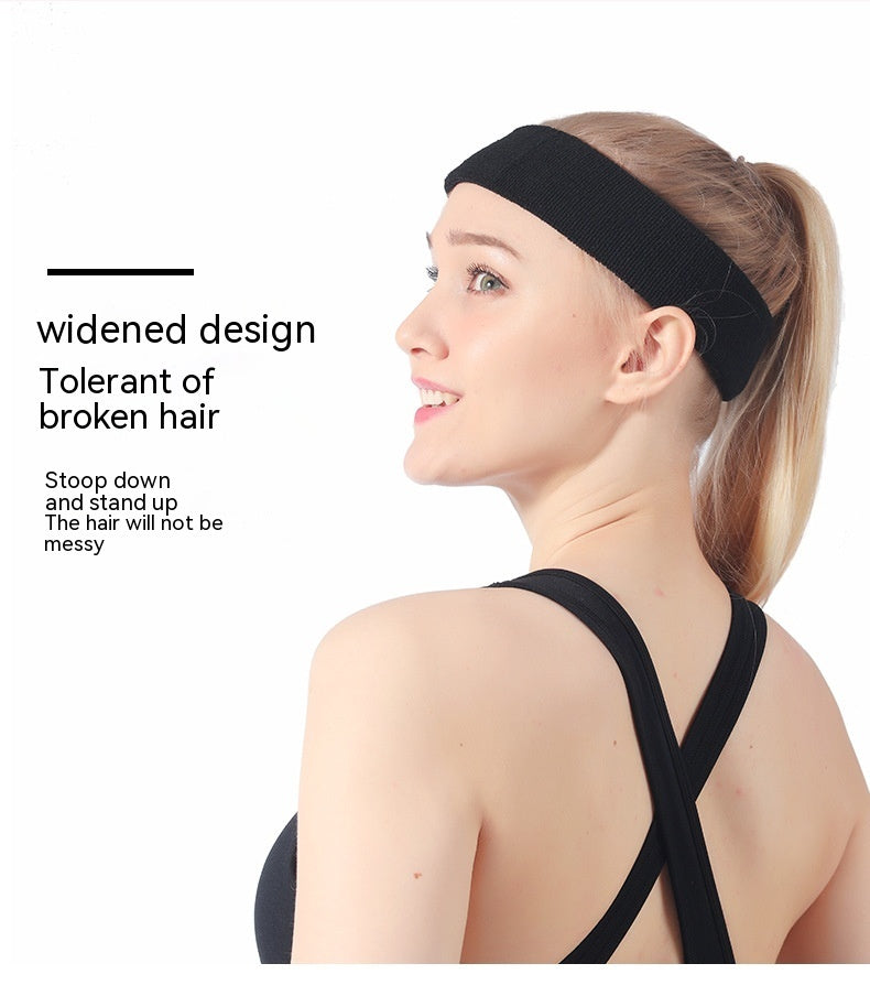 Wide Sports Anti-Sweat Headband with Elastic, Solid Colors