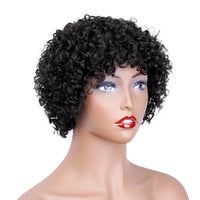 Fashion Wig Hair Set - Short Curly Hair - Real Human Hair Headwear for Women