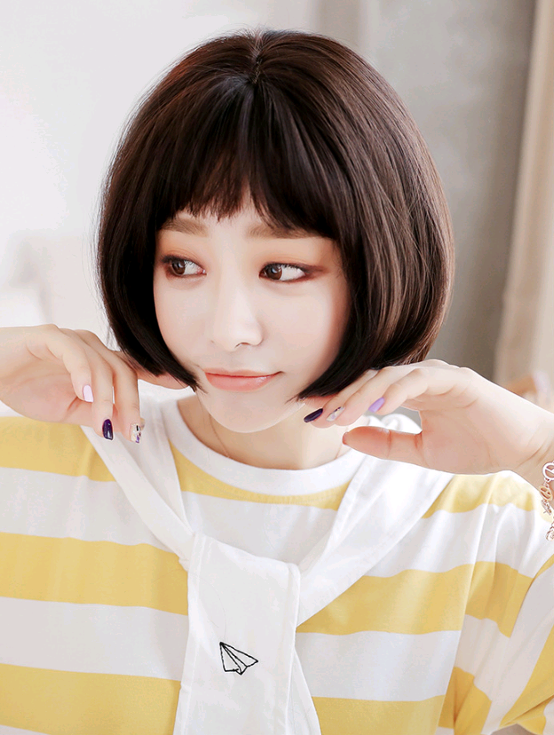 New Women's Bobo Wig - Realistic Short Straight Hair with Bangs