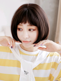 New Women's Bobo Wig - Realistic Short Straight Hair with Bangs
