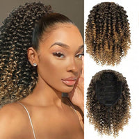 Drawstring Hair Bundle With Afro Kinky Curly Black Hair Extensions
