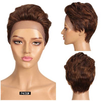 Color Gradient Short Human Hair Wig for Women, Daily Use.