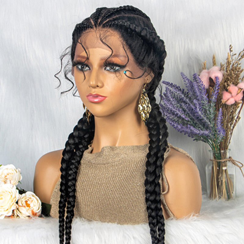 Braided Lace Frontal Wig With Baby Hair for Women - 4 Braids