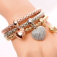 Charm Bracelet Set - Bubble Hearts, 3 Rows, for Women & Girls