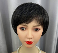 Women's Flower White Short Straight Top - Old Flower White Mixed Human Hair Wigs