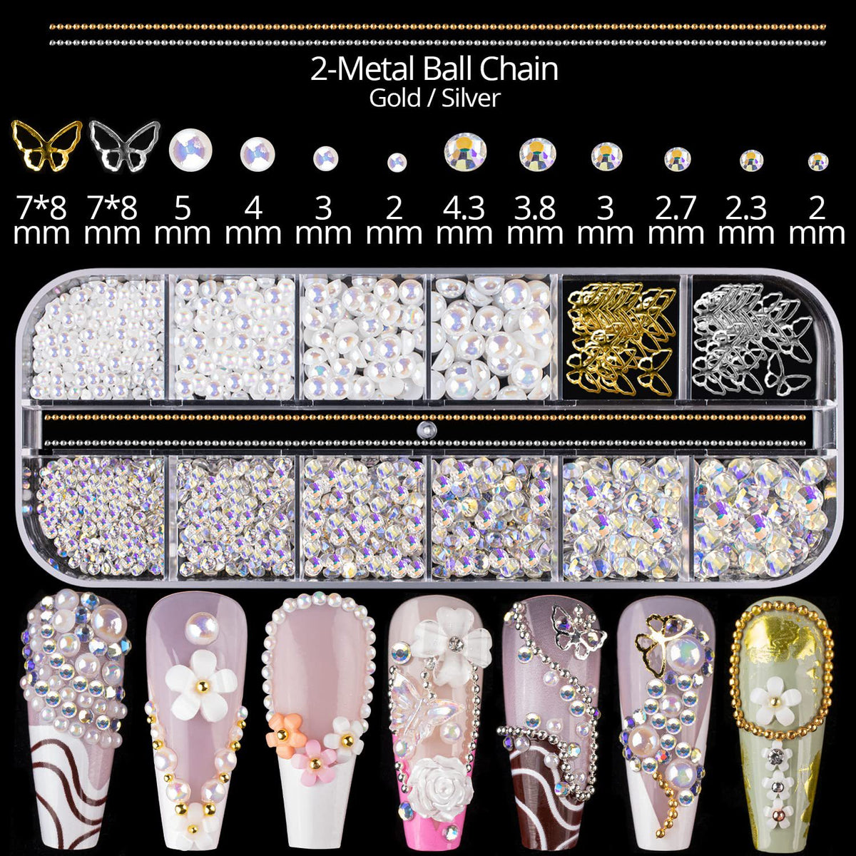Nail Ornaments - Bow/Pearl Accessories Suite
