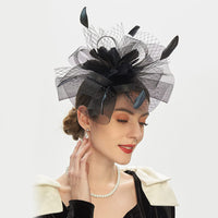 Feather Bride Hair Ornament - Mesh Hat Combination Hairpin
