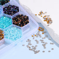 3mm/4mm24 Grids box Multi-color Resin Drill Nail Beauty - DIY Ornament Accessories
