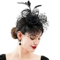 Feather Bride Hair Ornament - Mesh Hat Combination Hairpin