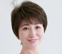 Women's Flower White Short Straight Top - Old Flower White Mixed Human Hair Wigs