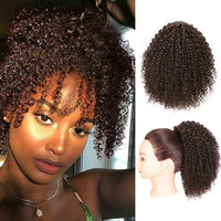 Drawstring Hair Bundle With Afro Kinky Curly Black Hair Extensions