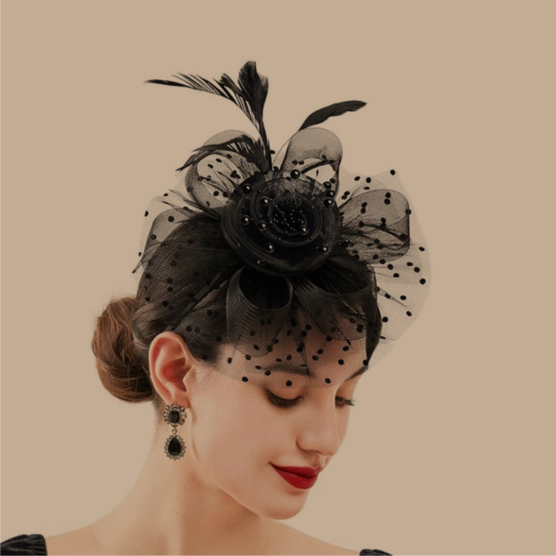 Feather Bride Hair Ornament - Mesh Hat Combination Hairpin