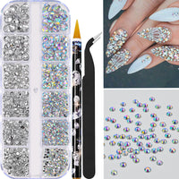 Nail Art Accessories, AB Mixed Color, 12 Grid Strip Box Illusion Nail Accessories