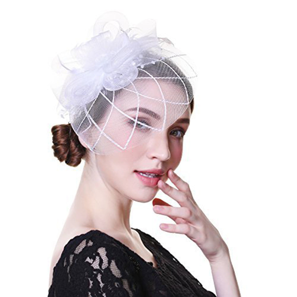 Feather Bride Hair Ornament - Mesh Hat Combination Hairpin