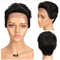 Color Gradient Short Human Hair Wig for Women, Daily Use.