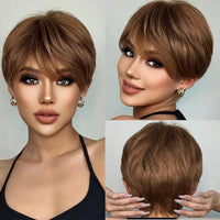 Pixie Cut Wigs for Women - Short Straight Human Hair Wigs, 100% Brazilian Remy Hair
