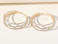 Layered C-Shaped Triple Circle Earrings