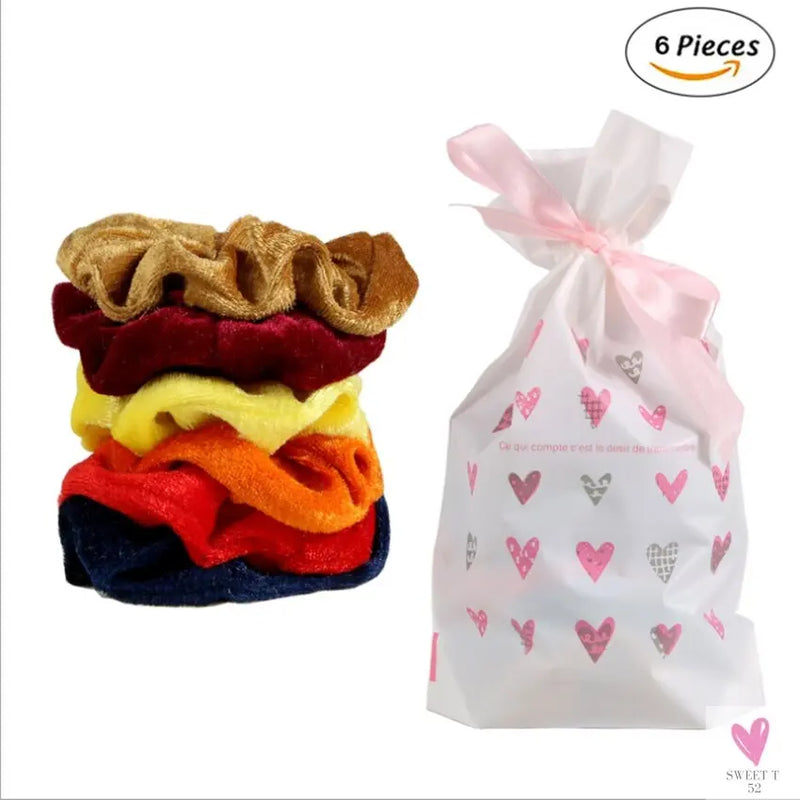 1 to 50 Color Vintage Hair Scrunchies Pack - Stretchy Velvet Scrunchy Elastic Hair Bands for Girls