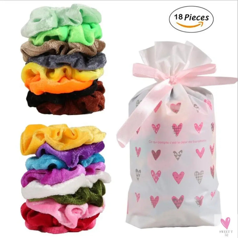 1 to 50 Color Vintage Hair Scrunchies Pack - Stretchy Velvet Scrunchy Elastic Hair Bands for Girls