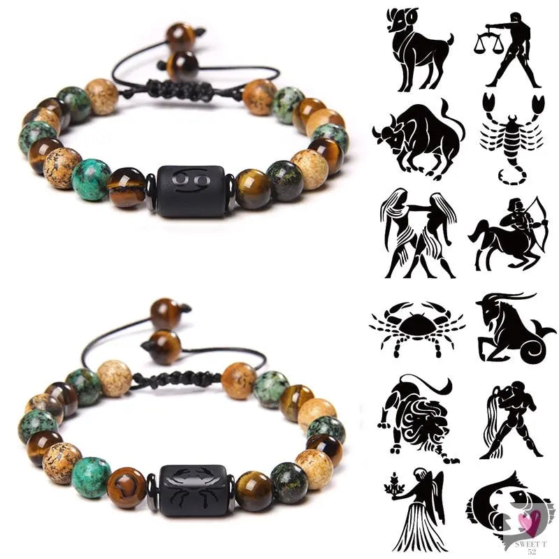 12 Zodiac Signs Constellation Bracelet for Men and Women (Unisex) - Natural Stones