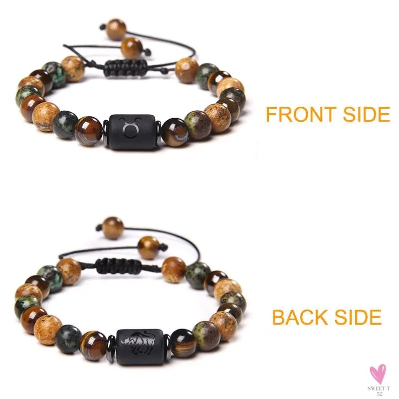 12 Zodiac Signs Constellation Bracelet for Men and Women (Unisex) - Natural Stones