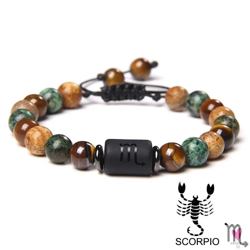 12 Zodiac Signs Constellation Bracelet for Men and Women (Unisex) - Natural Stones