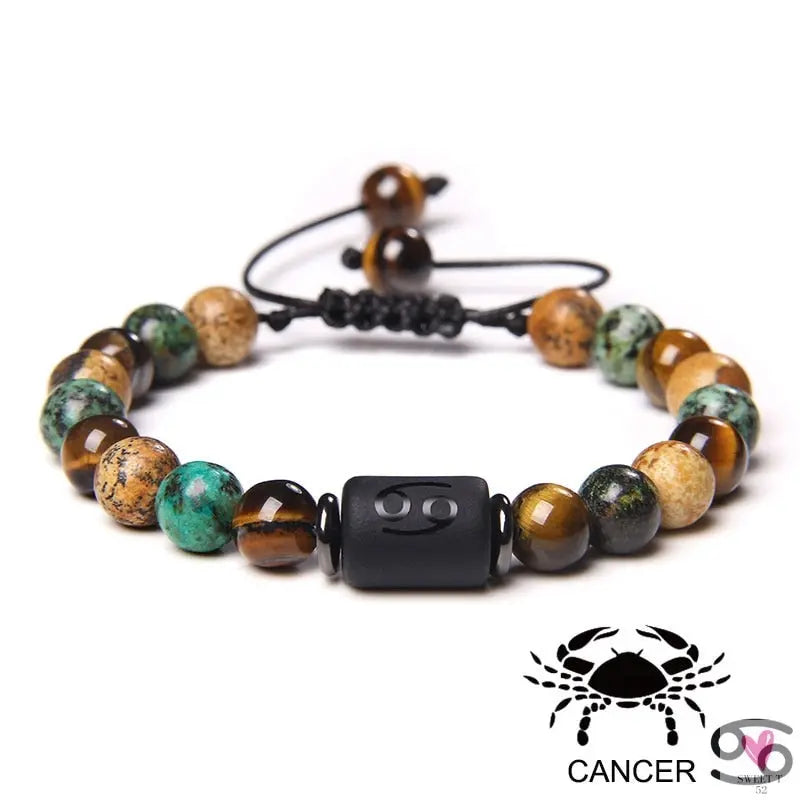 12 Zodiac Signs Constellation Bracelet for Men and Women (Unisex) - Natural Stones