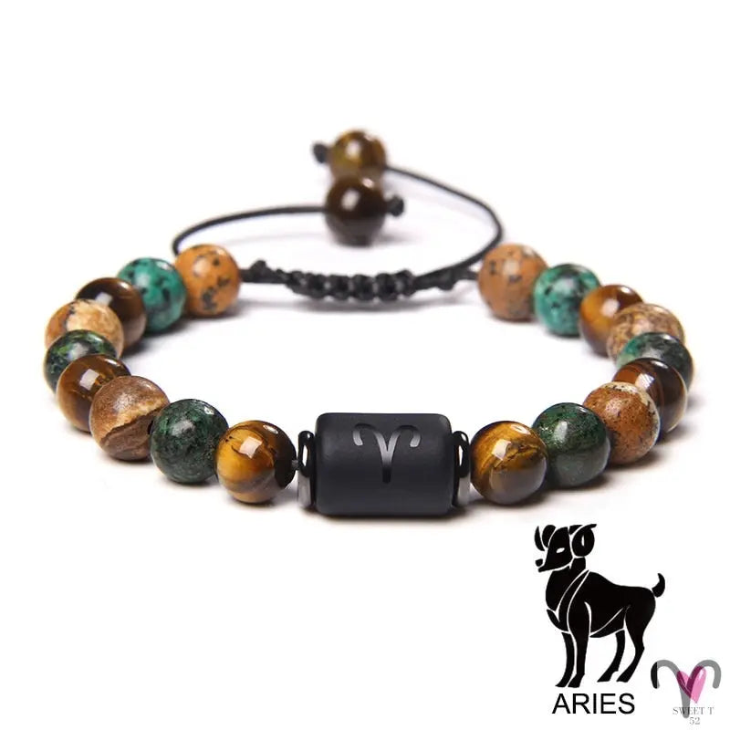 12 Zodiac Signs Constellation Bracelet for Men and Women (Unisex) - Natural Stones