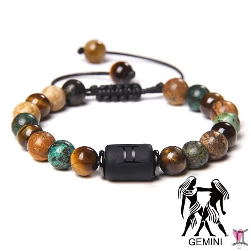 12 Zodiac Signs Constellation Bracelet for Men and Women (Unisex) - Natural Stones