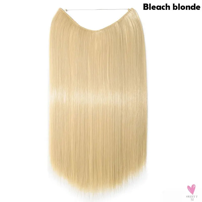 20 inch long synthetic Invisible Wire Clip-In One Piece Hair Extensions, 60 Colors, False Hairpieces For Women and Girls (Cn)