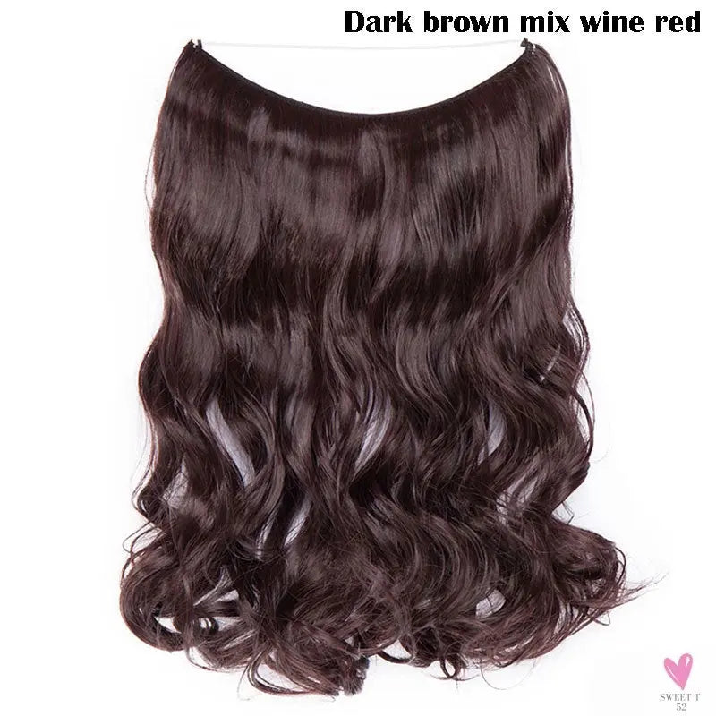 20 inch long synthetic Invisible Wire Clip-In One Piece Hair Extensions, 60 Colors, False Hairpieces For Women and Girls (Cn)