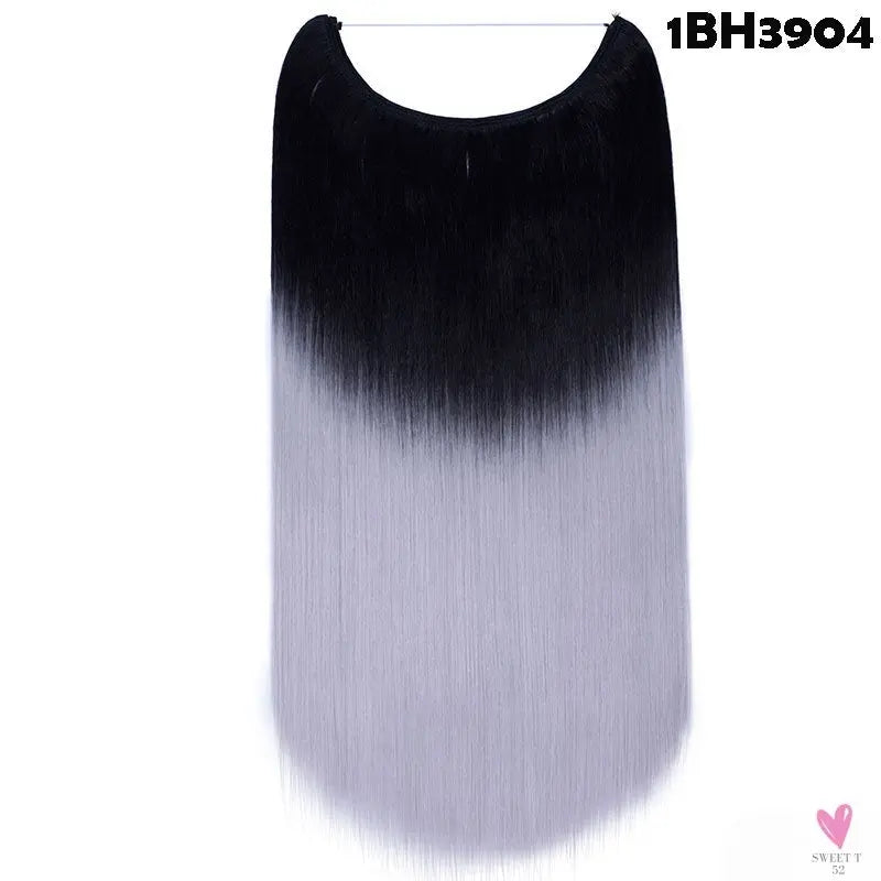 20 inch long synthetic Invisible Wire Clip-In One Piece Hair Extensions, 60 Colors, False Hairpieces For Women and Girls (Cn)