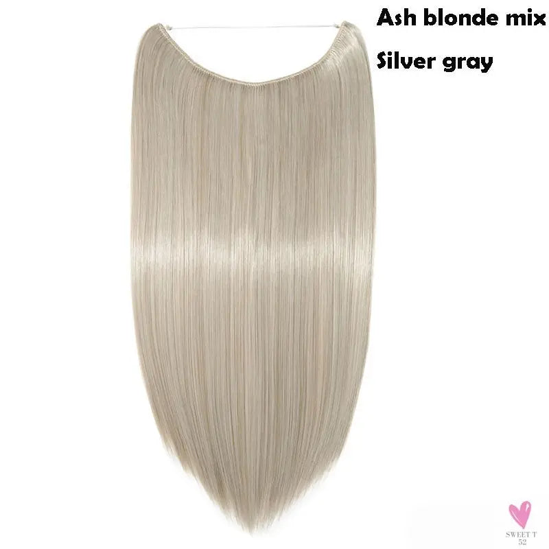 20 inch long synthetic Invisible Wire Clip-In One Piece Hair Extensions, 60 Colors, False Hairpieces For Women and Girls (Cn)