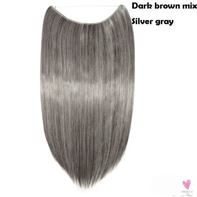 20 inch long synthetic Invisible Wire Clip-In One Piece Hair Extensions, 60 Colors, False Hairpieces For Women and Girls (Cn)