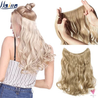 20 inch long synthetic Invisible Wire Clip-In One Piece Hair Extensions, 60 Colors, False Hairpieces For Women and Girls (Cn)