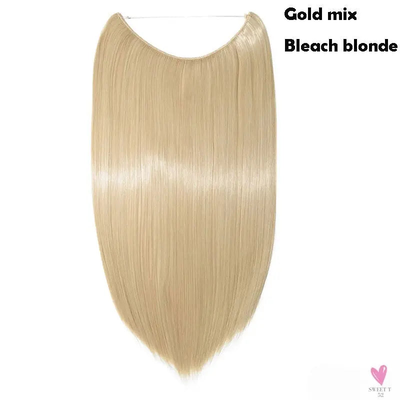 20 inch long synthetic Invisible Wire Clip-In One Piece Hair Extensions, 60 Colors, False Hairpieces For Women and Girls (Cn)