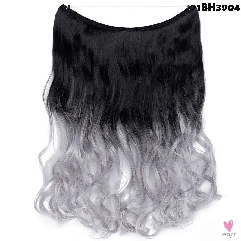 20 inch long synthetic Invisible Wire Clip-In One Piece Hair Extensions, 60 Colors, False Hairpieces For Women and Girls (Cn)