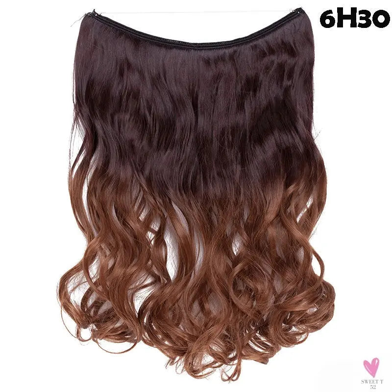 20 inch long synthetic Invisible Wire Clip-In One Piece Hair Extensions, 60 Colors, False Hairpieces For Women and Girls (Cn)