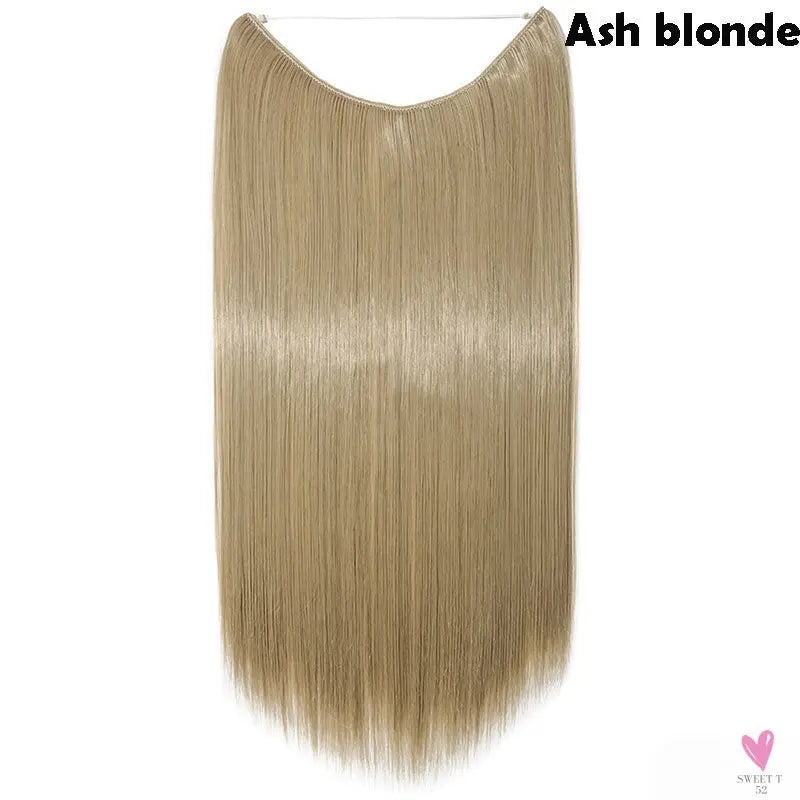 20 inch long synthetic Invisible Wire Clip-In One Piece Hair Extensions, 60 Colors, False Hairpieces For Women and Girls (Cn)