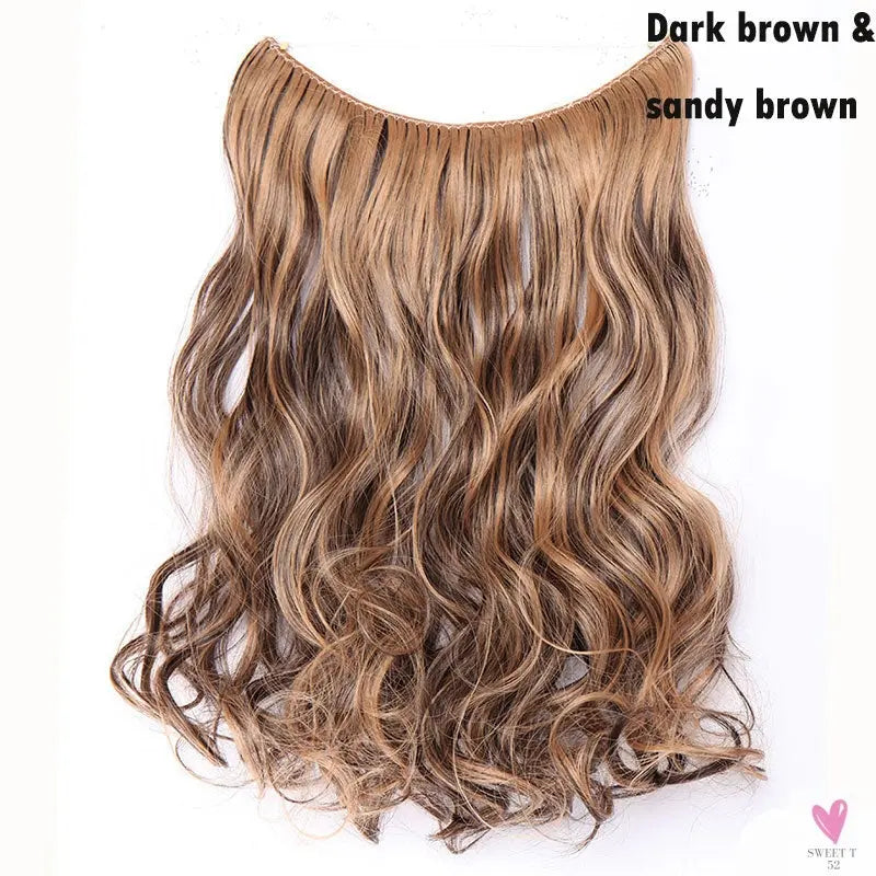 20 inch long synthetic Invisible Wire Clip-In One Piece Hair Extensions, 60 Colors, False Hairpieces For Women and Girls (Cn)