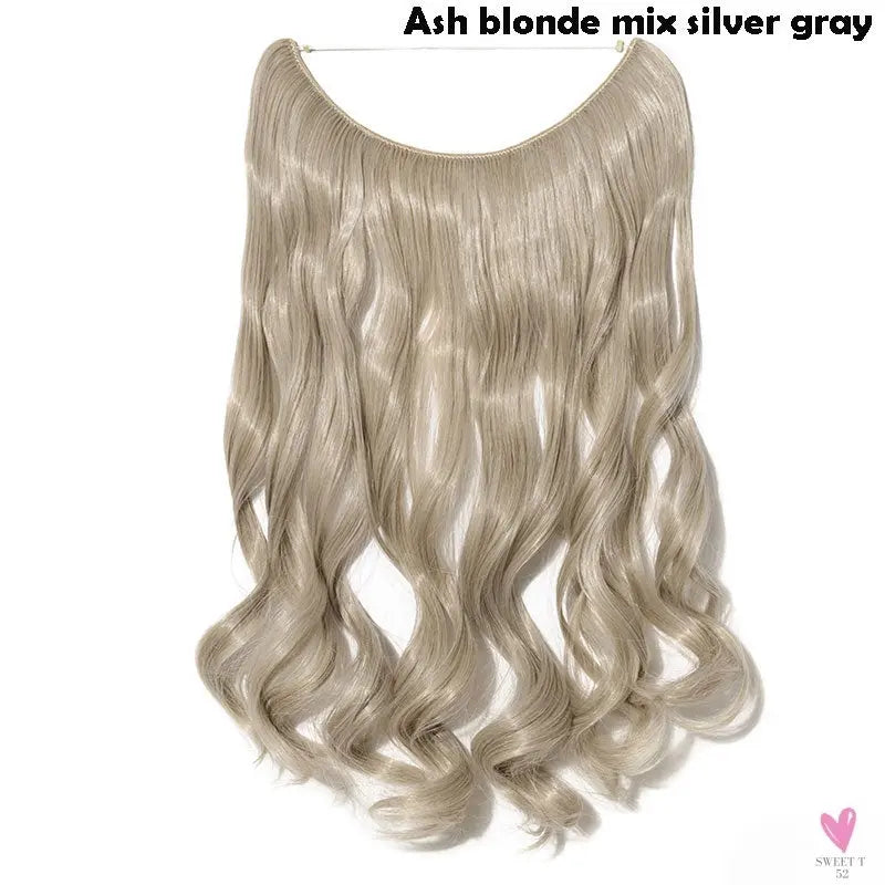 20 inch long synthetic Invisible Wire Clip-In One Piece Hair Extensions, 60 Colors, False Hairpieces For Women and Girls (Cn)