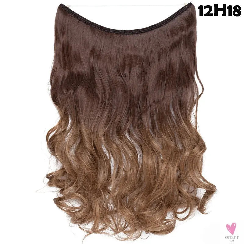 20 inch long synthetic Invisible Wire Clip-In One Piece Hair Extensions, 60 Colors, False Hairpieces For Women and Girls (Cn)